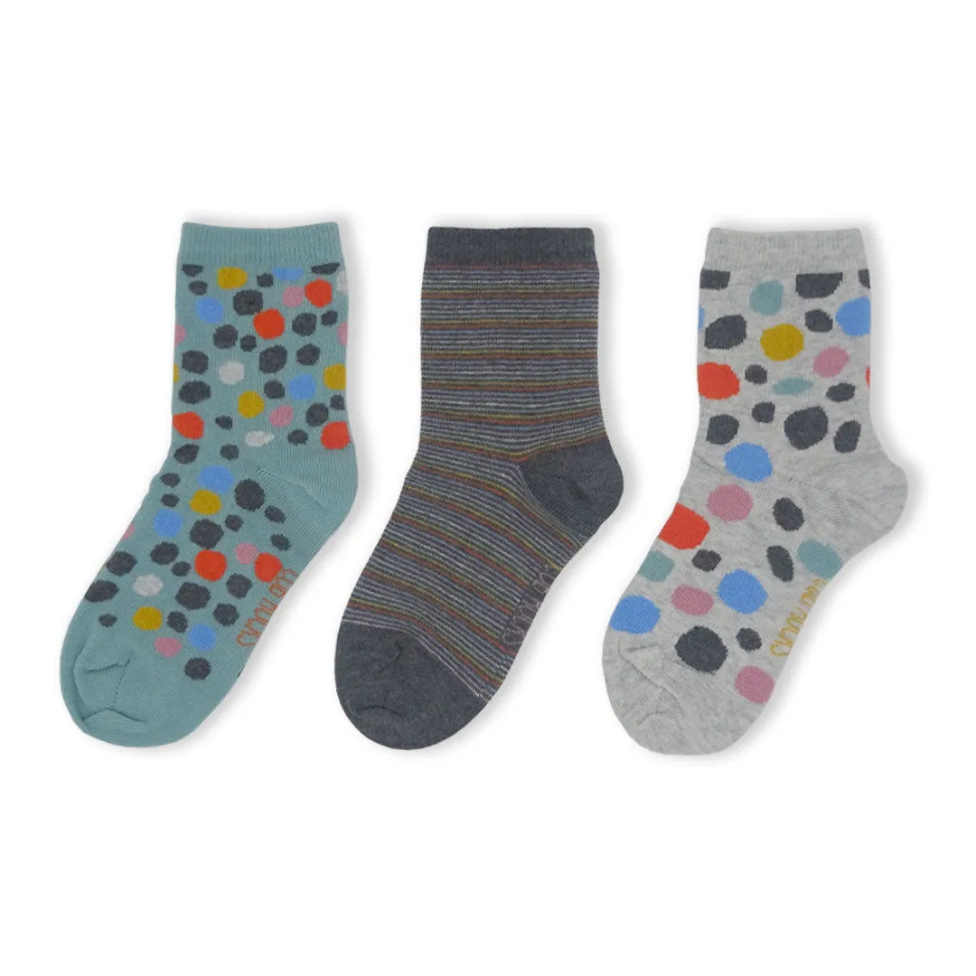 3pk Cotton Spots Ankle Socks