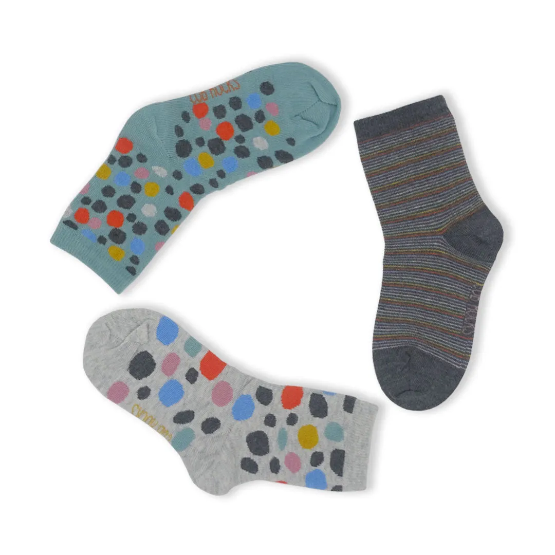 3pk Cotton Spots Ankle Socks