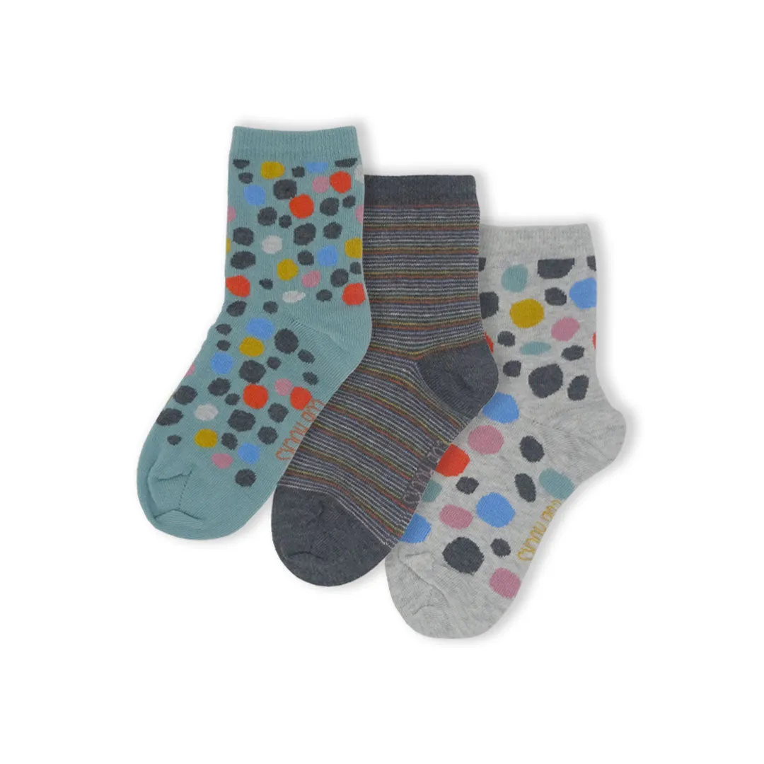 3pk Cotton Spots Ankle Socks