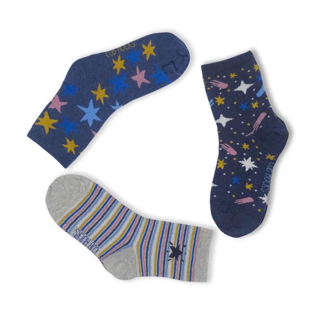 3pk Cotton Stars Ankle Socks