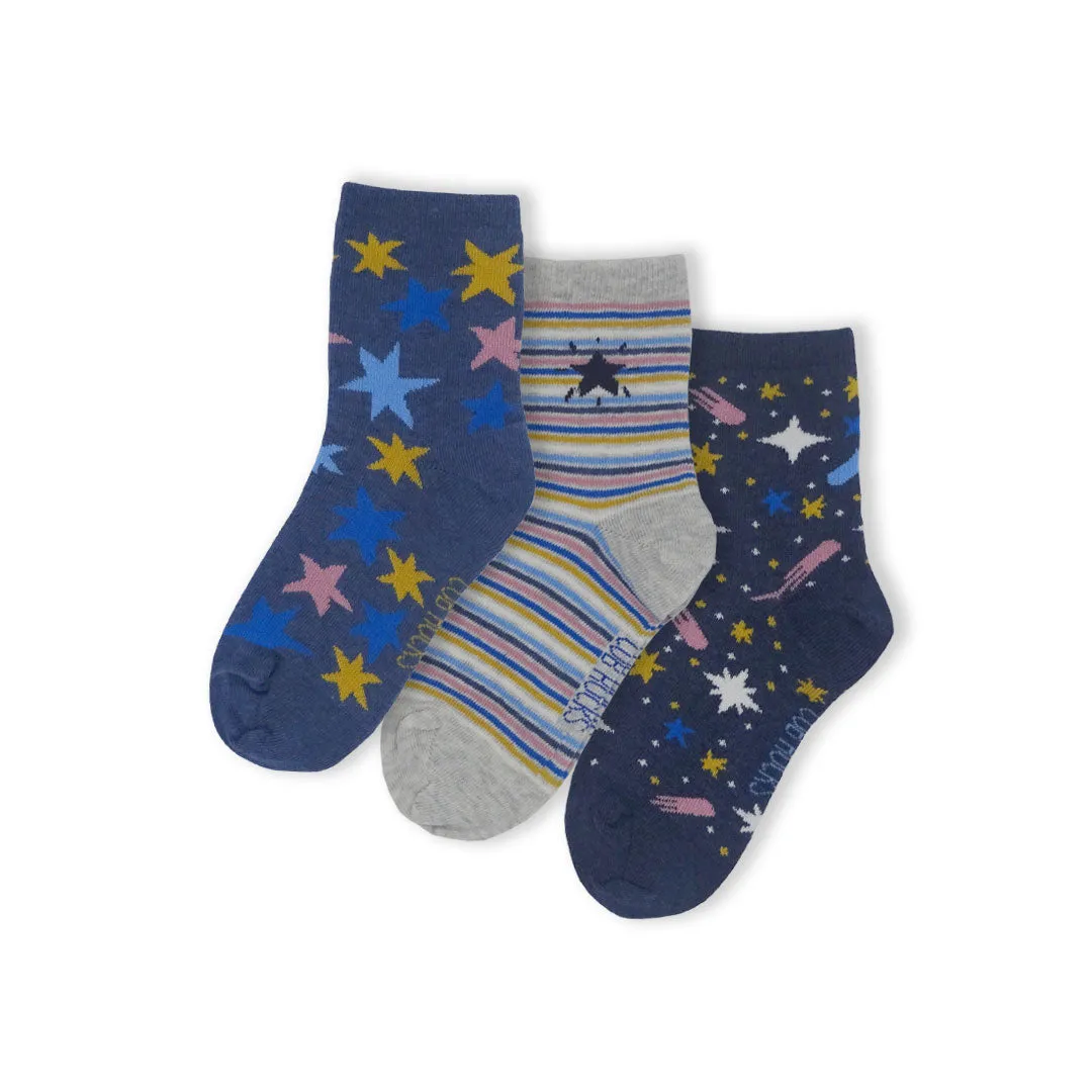 3pk Cotton Stars Ankle Socks
