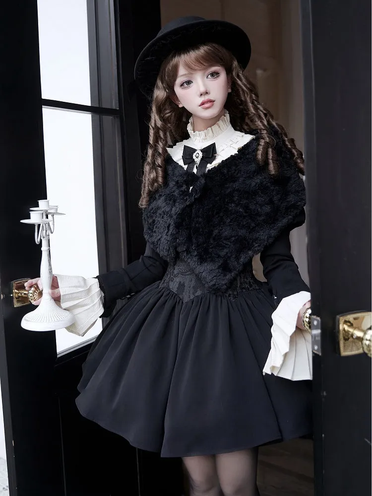 Black Faux Fur Cozy Plush Shawl