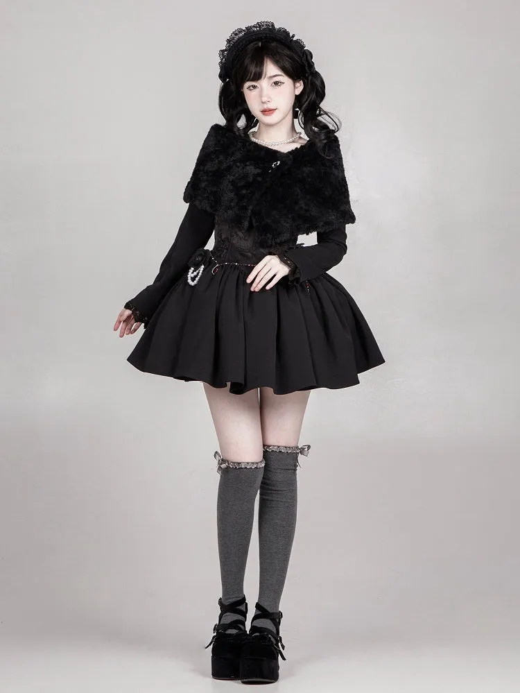 Black Faux Fur Cozy Plush Shawl