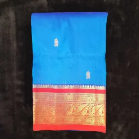 Blue with Red | Dharmavaram Silk Saree No 135