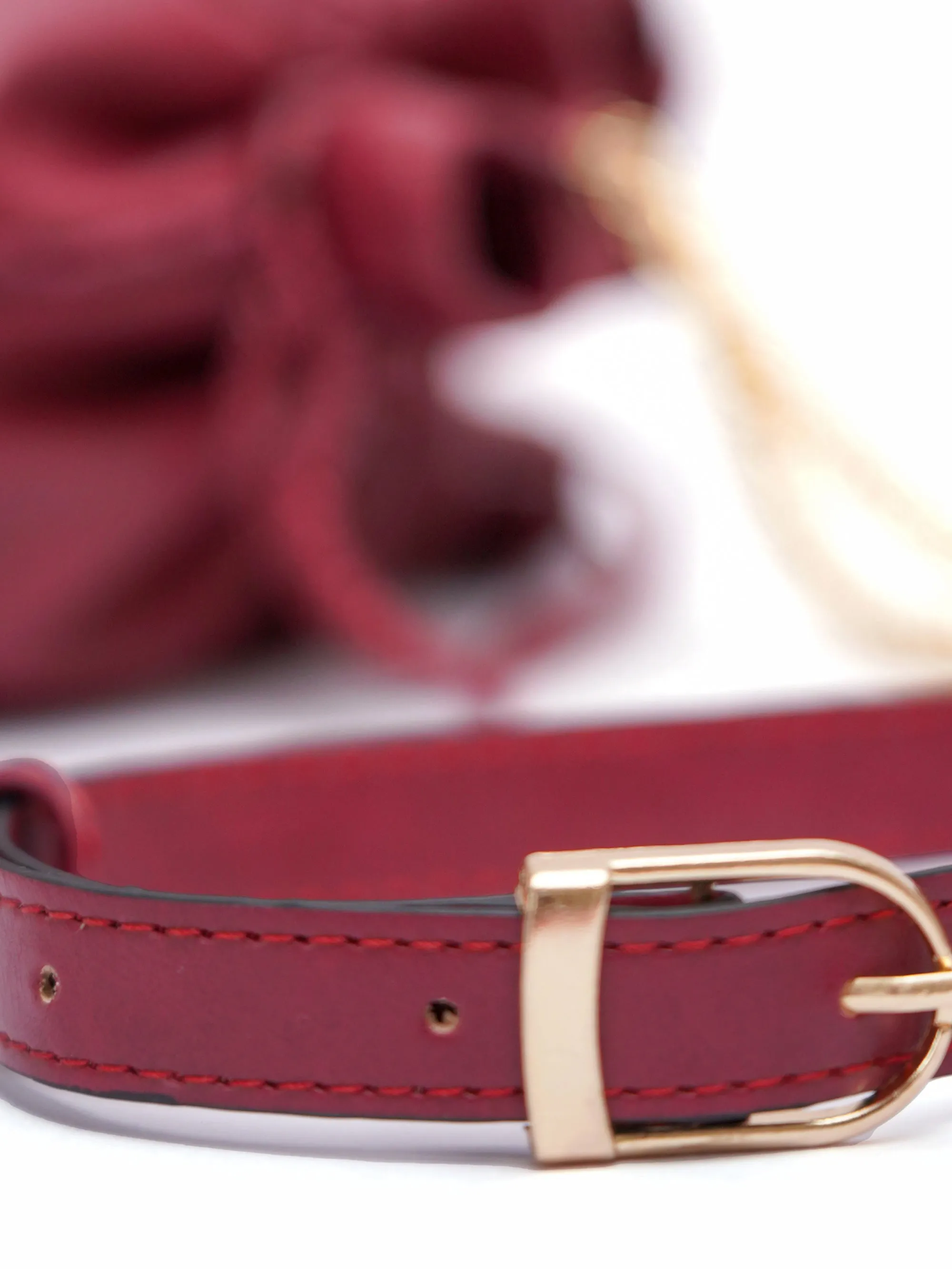 Burgundy Hand Embroidered Roses Potli Bag