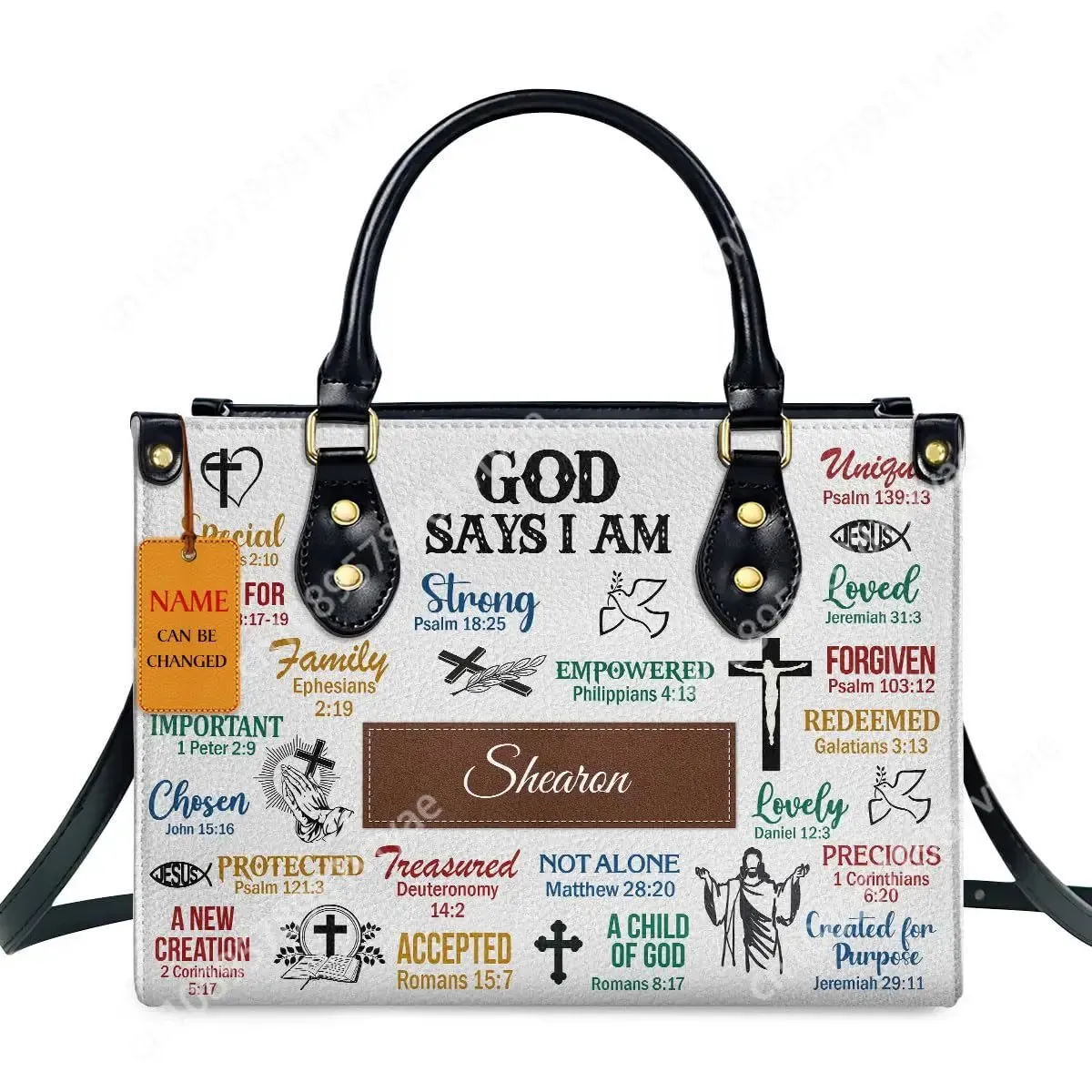 Butterfly and Flower Print Custom Name Leather Handbags for Women Elegant Shoulder Bag