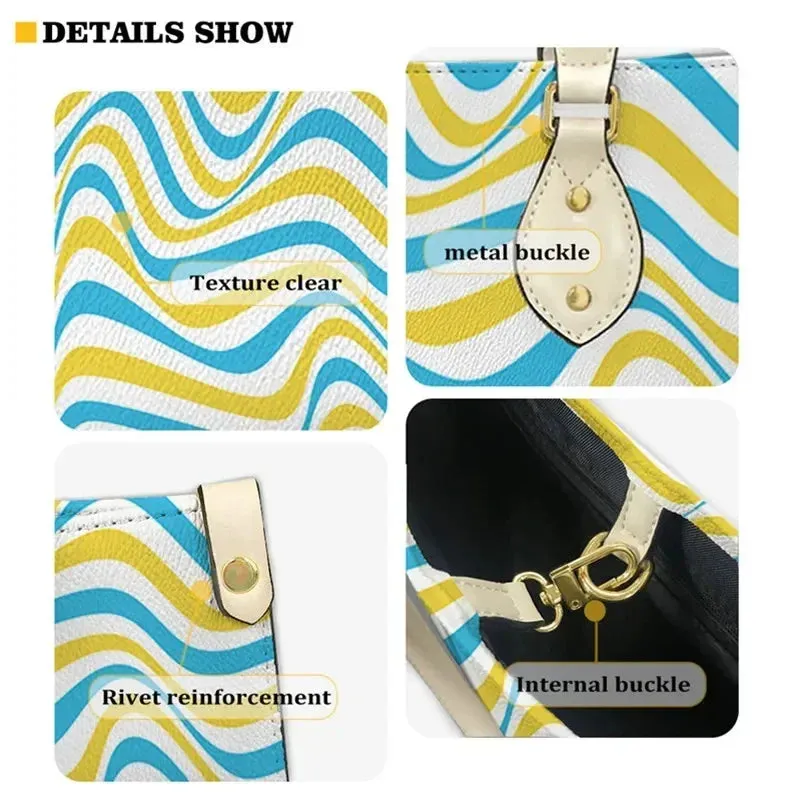 Butterfly and Flower Print Custom Name Leather Handbags for Women Elegant Shoulder Bag