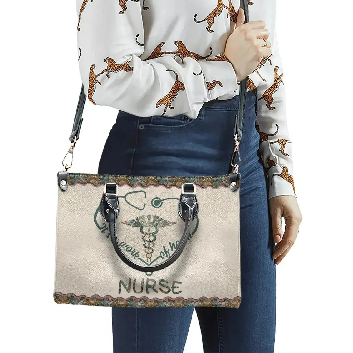 Butterfly and Flower Print Custom Name Leather Handbags for Women Elegant Shoulder Bag