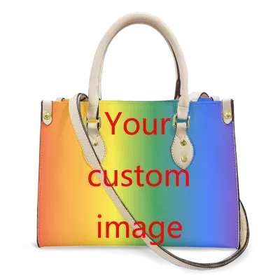 Butterfly and Flower Print Custom Name Leather Handbags for Women Elegant Shoulder Bag