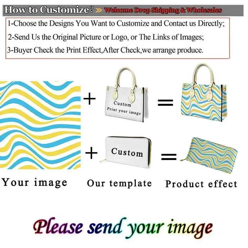 Butterfly and Flower Print Custom Name Leather Handbags for Women Elegant Shoulder Bag