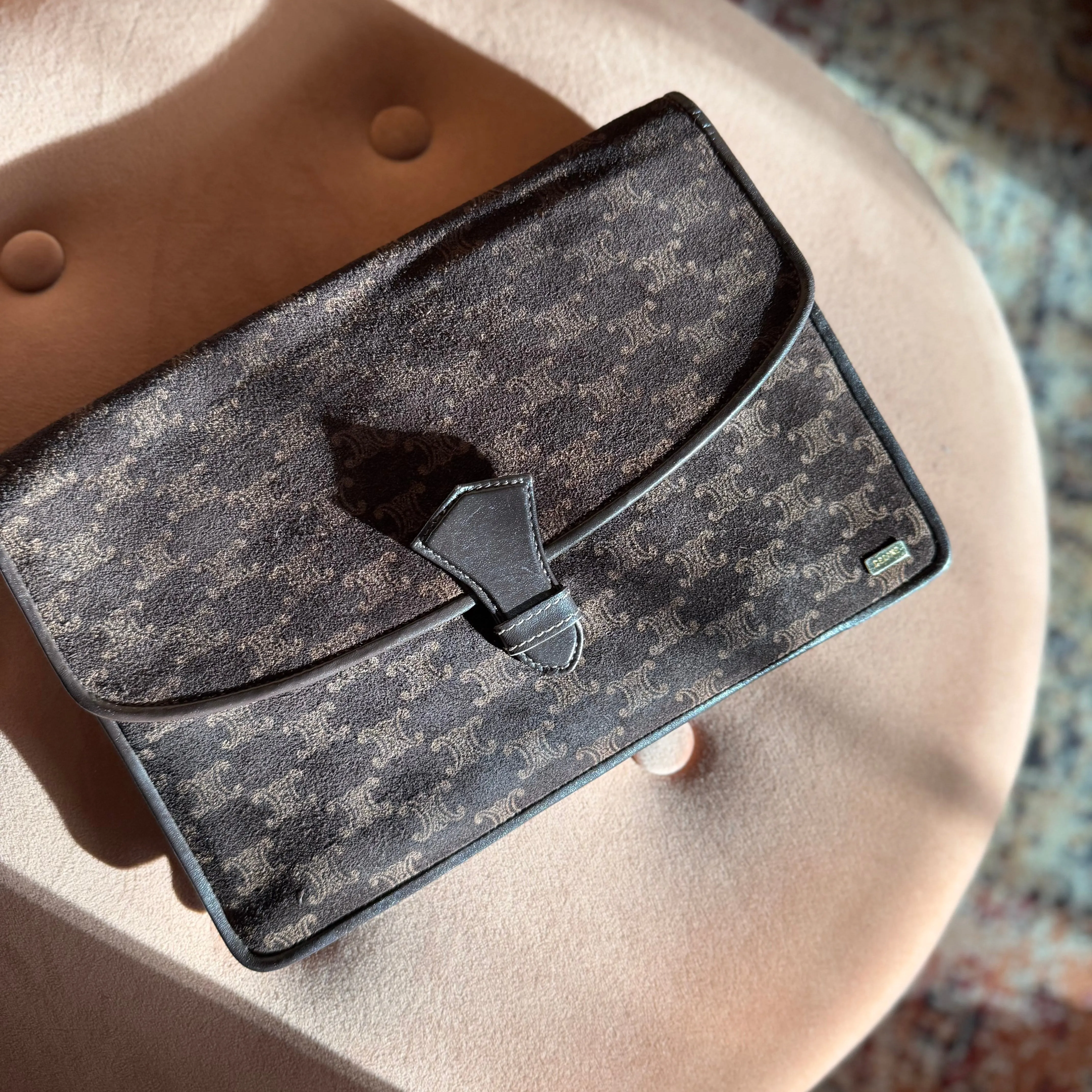Celine Vintage Suede Macadam Clutch