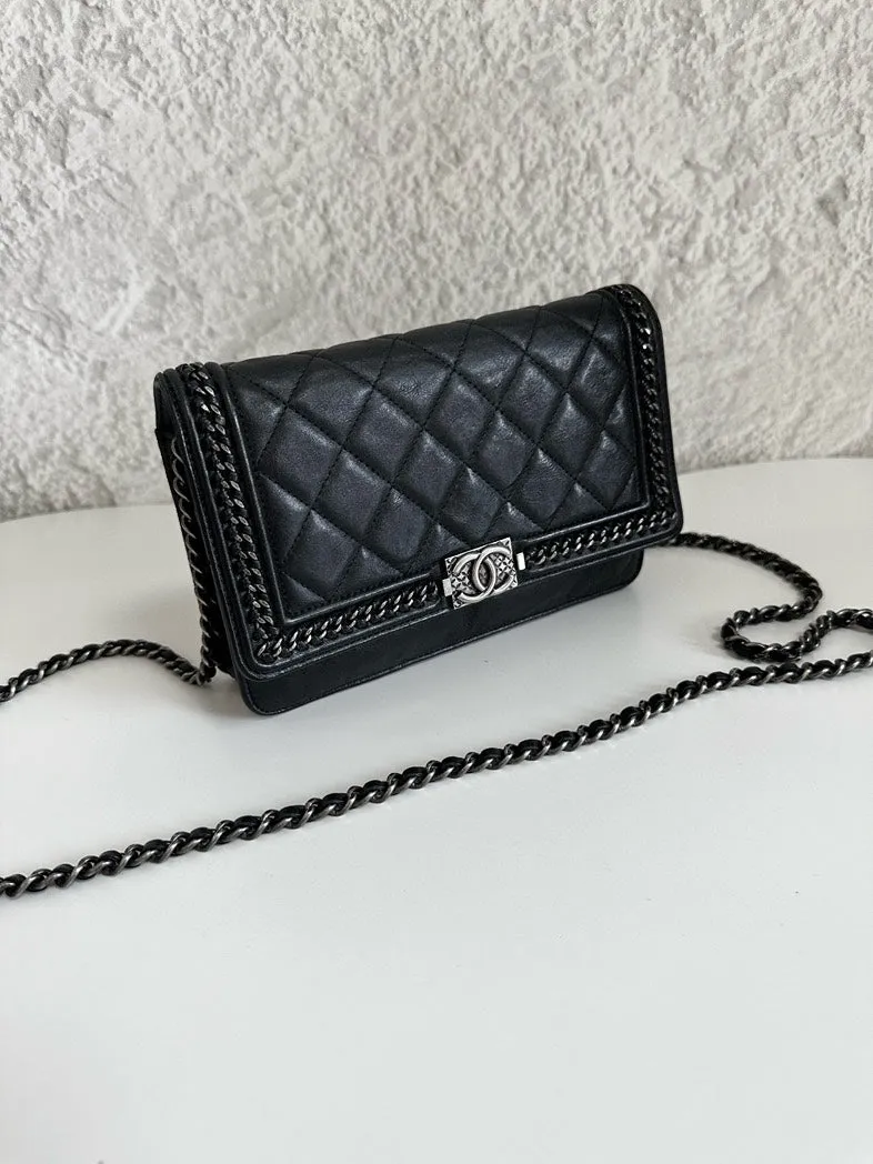 Chanel Black Quilted Leather Crossbody WOC Bag Small