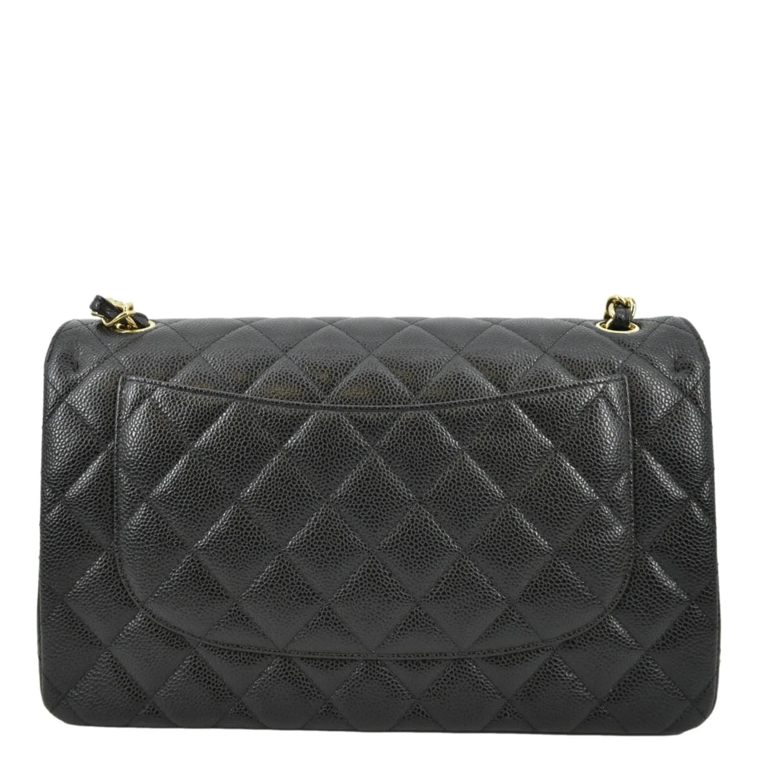 CHANEL Classic Medium Double Flap Quilted Caviar Leather Crossbody Bag Black