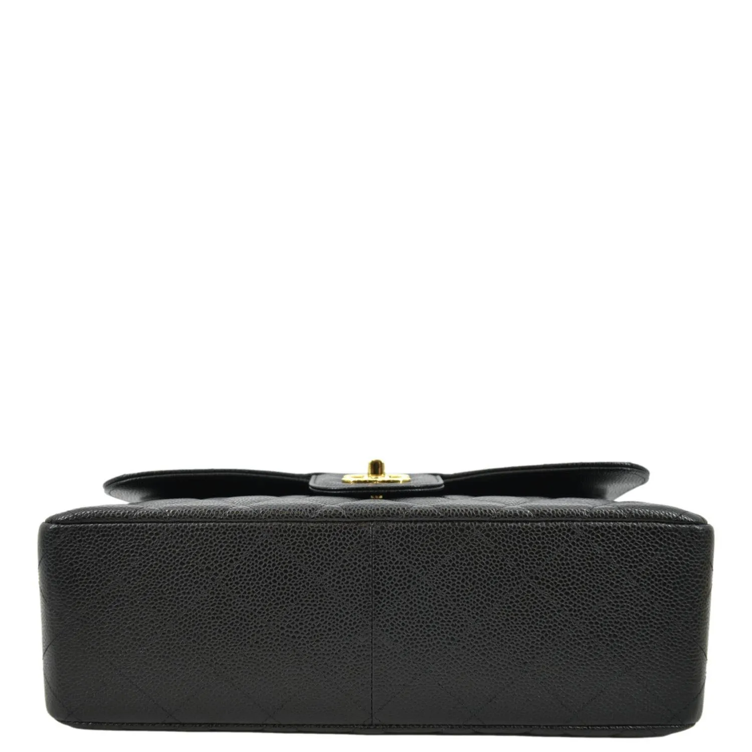 CHANEL Classic Medium Double Flap Quilted Caviar Leather Crossbody Bag Black