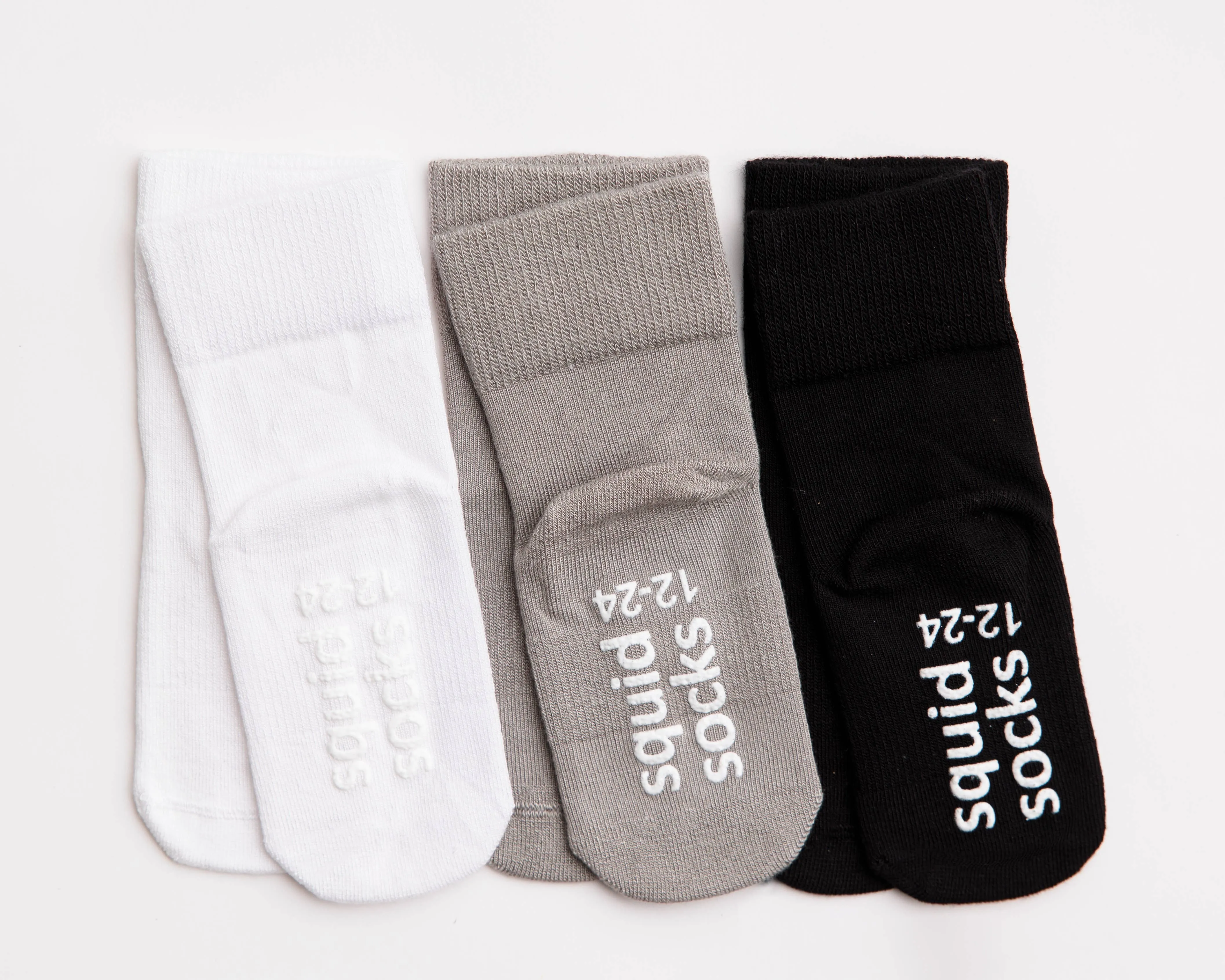 Charlie - Non-Slip Baby Socks Kids Socks White, Gray, Black