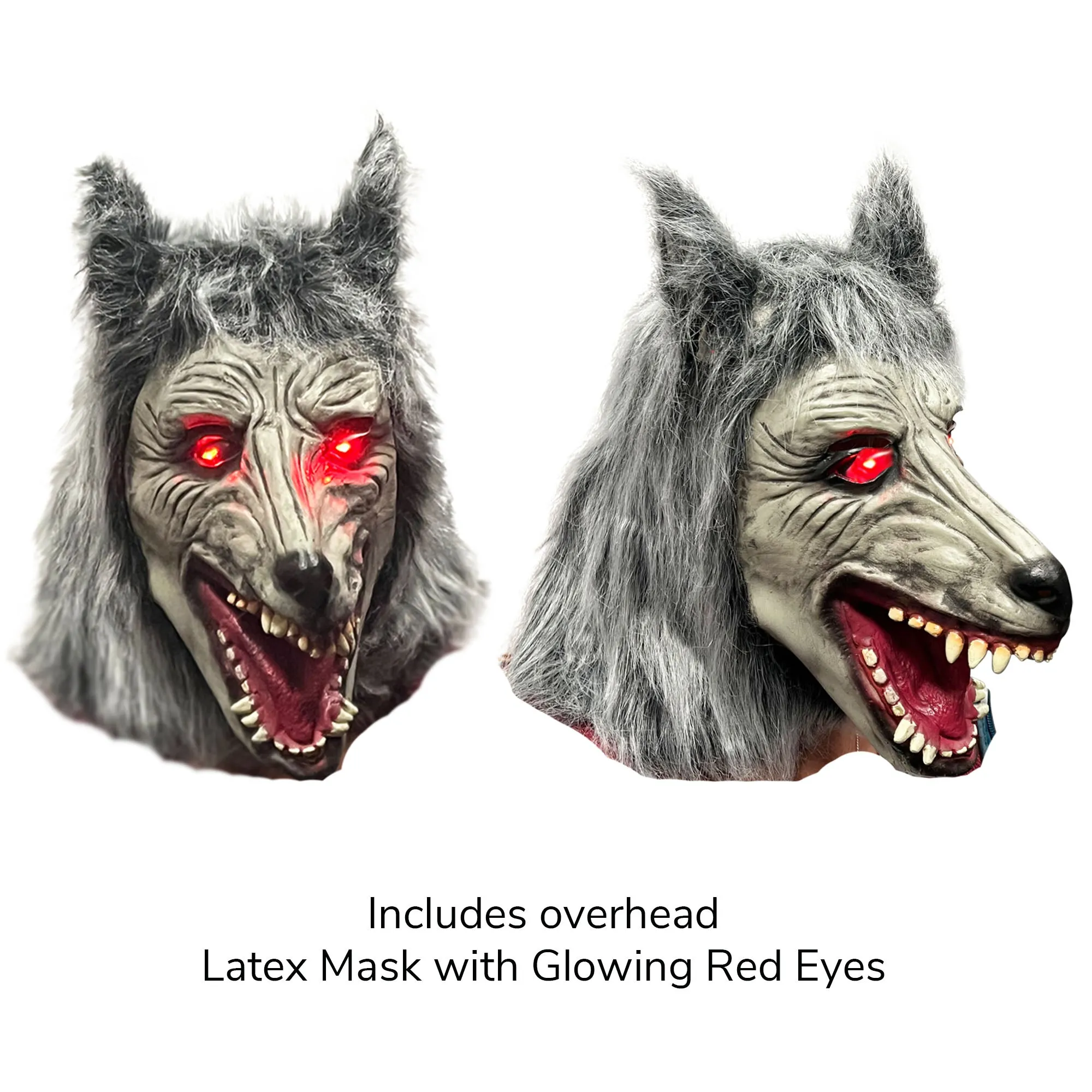 Childrens Kids Glowing Werewolf Wolf Fancy Dress Costume & Mask 7-14 Years Boys Girls