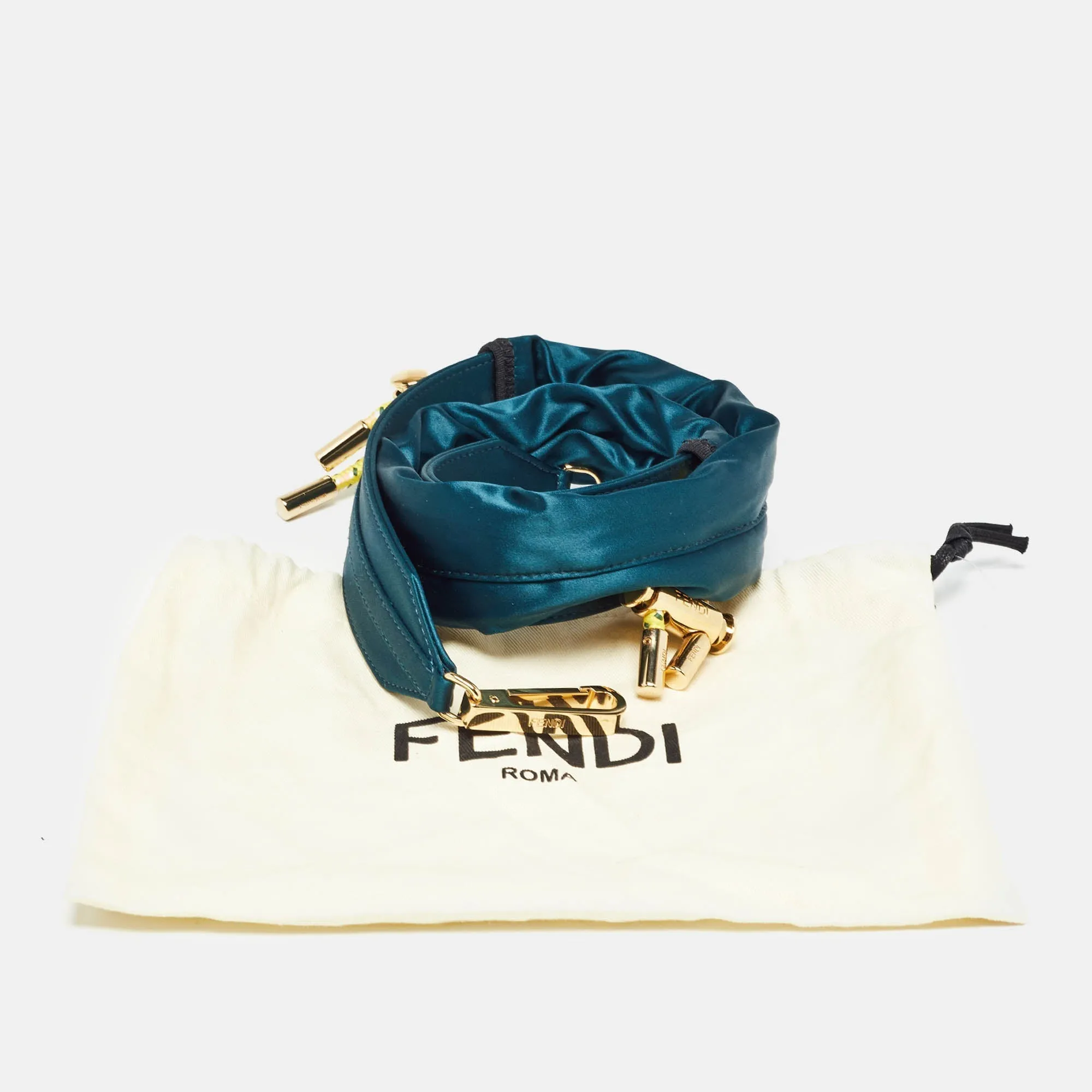Fendi Teal Blue Satin Shoulder Strap