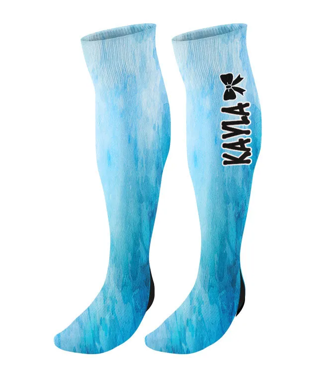 Personalized Cheer Bow Knee High Socks - Watercolor Background