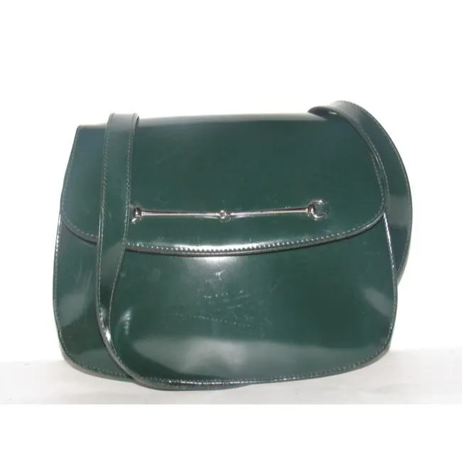 SOLD! Gucci Green Glossy Patent Leather Horsebit Satchel