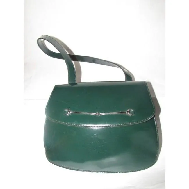 SOLD! Gucci Green Glossy Patent Leather Horsebit Satchel