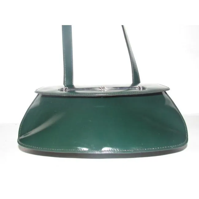 SOLD! Gucci Green Glossy Patent Leather Horsebit Satchel