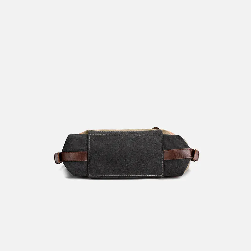 Striped patchwork canvas bag