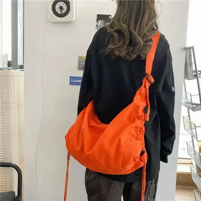 UAKISS  -  2024 Crossbody Bags for Women High-capacity Korean Simple Preppy Chic Solid Shoulder Handbags  New Casual Fashion Y2k Canvas Bag
