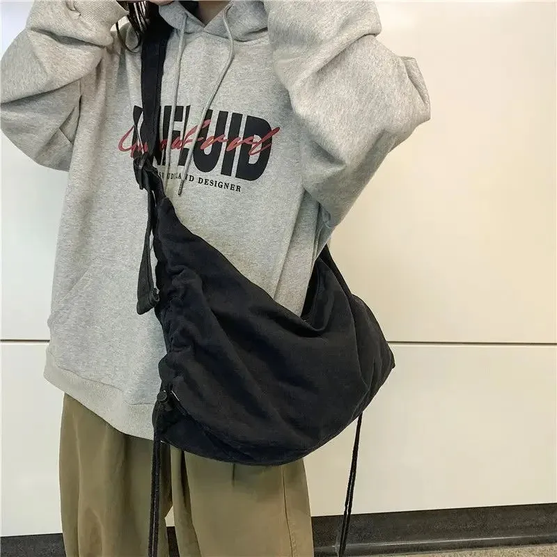 UAKISS  -  2024 Crossbody Bags for Women High-capacity Korean Simple Preppy Chic Solid Shoulder Handbags  New Casual Fashion Y2k Canvas Bag