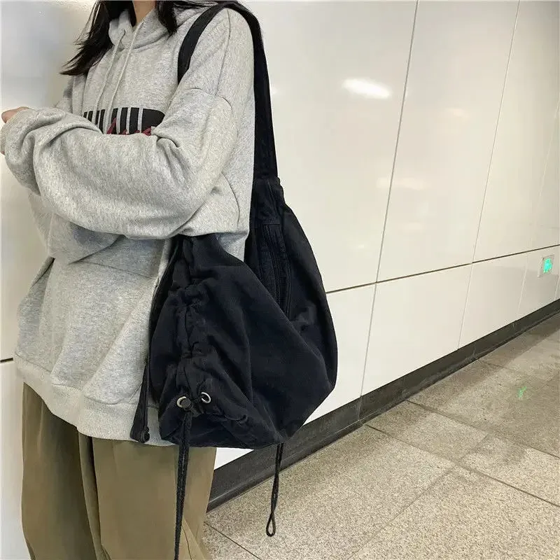 UAKISS  -  2024 Crossbody Bags for Women High-capacity Korean Simple Preppy Chic Solid Shoulder Handbags  New Casual Fashion Y2k Canvas Bag