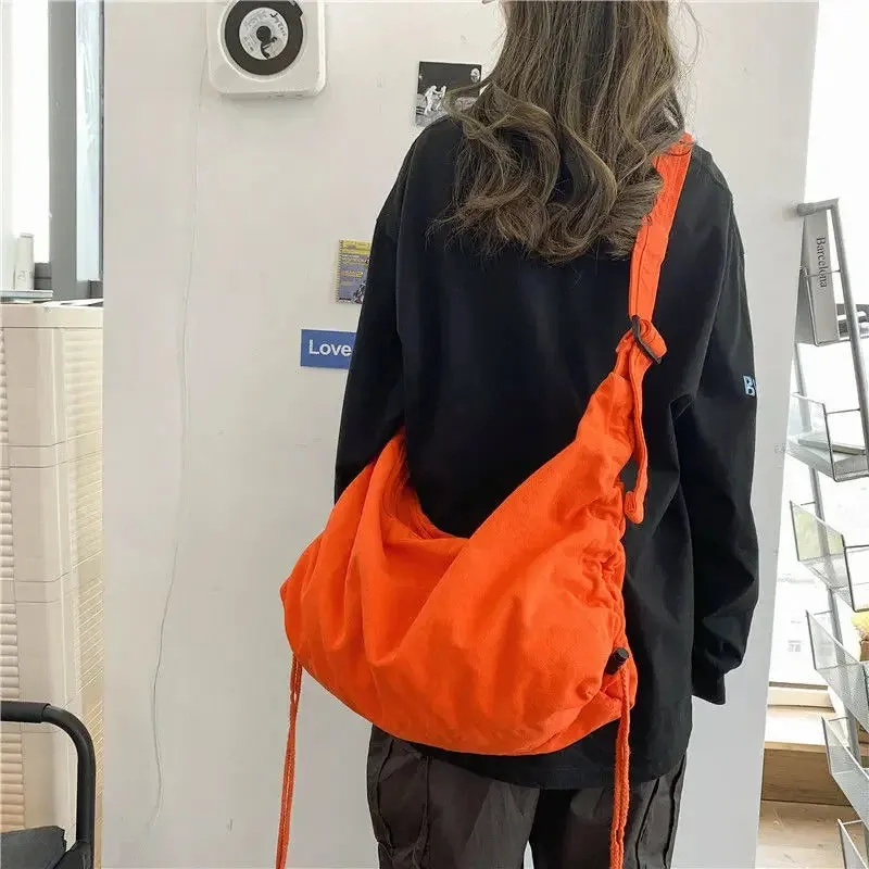 UAKISS  -  2024 Crossbody Bags for Women High-capacity Korean Simple Preppy Chic Solid Shoulder Handbags  New Casual Fashion Y2k Canvas Bag