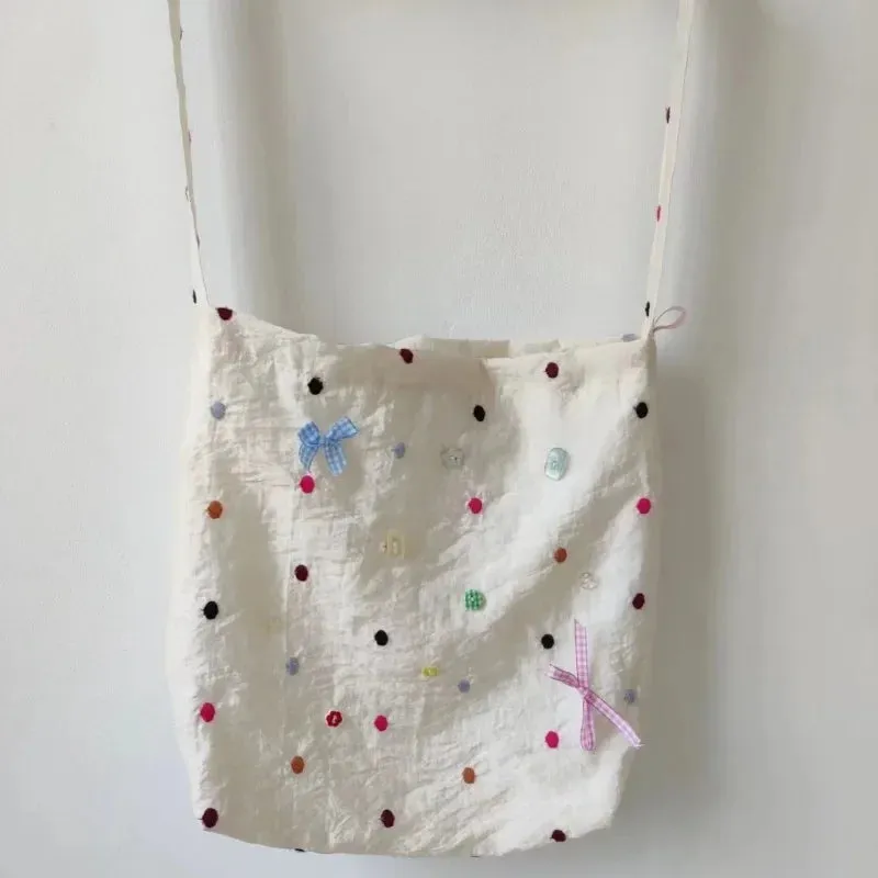 UAKISS  -  Girls Ins Kawaii Cute Colored Buttons Shoulder Bags Streetwear Fashion Sweet Bow Handbags Women Y2k Aesthetic Chic Underarm Bag