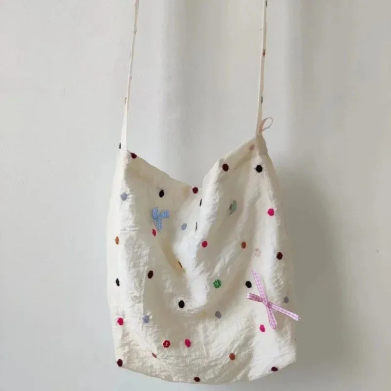 UAKISS  -  Girls Ins Kawaii Cute Colored Buttons Shoulder Bags Streetwear Fashion Sweet Bow Handbags Women Y2k Aesthetic Chic Underarm Bag