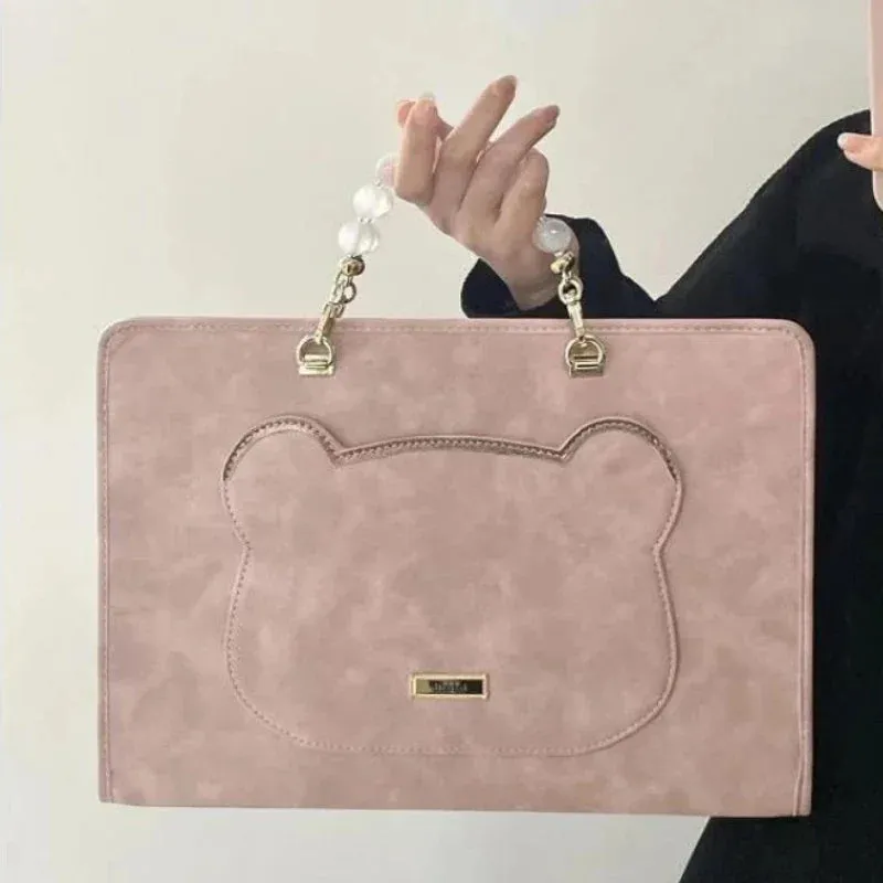 UAKISS  -  Japanese Sweet All Match Y2k Top-Handle Bags Korean Chic Casual Kawaii Women Handbags Girls Fashion Ins Cute Chain Laptop Case