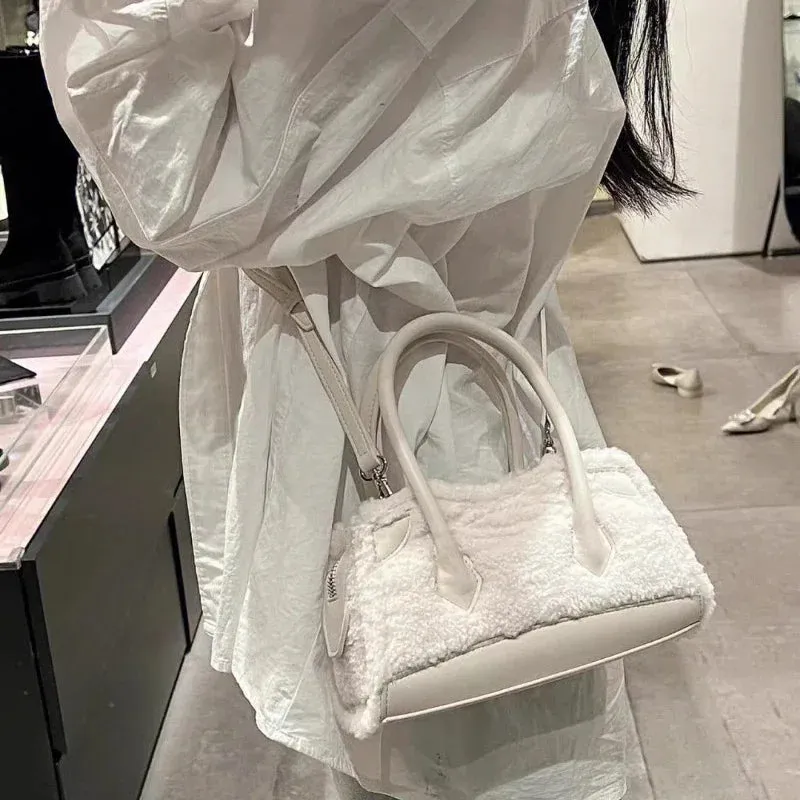 UAKISS  -  Patchwork Casual All Match Handbags Tender Fluffy Women Y2k Aesthetic Shoulder Bag Fashion Chic Elegant Crossbody Bags Japanese