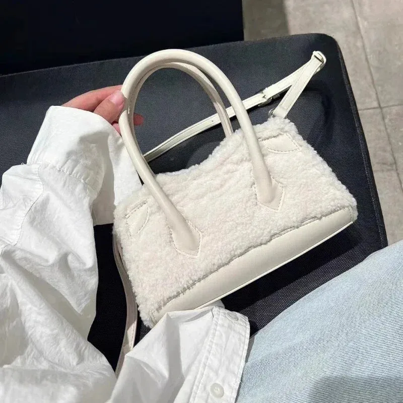 UAKISS  -  Patchwork Casual All Match Handbags Tender Fluffy Women Y2k Aesthetic Shoulder Bag Fashion Chic Elegant Crossbody Bags Japanese