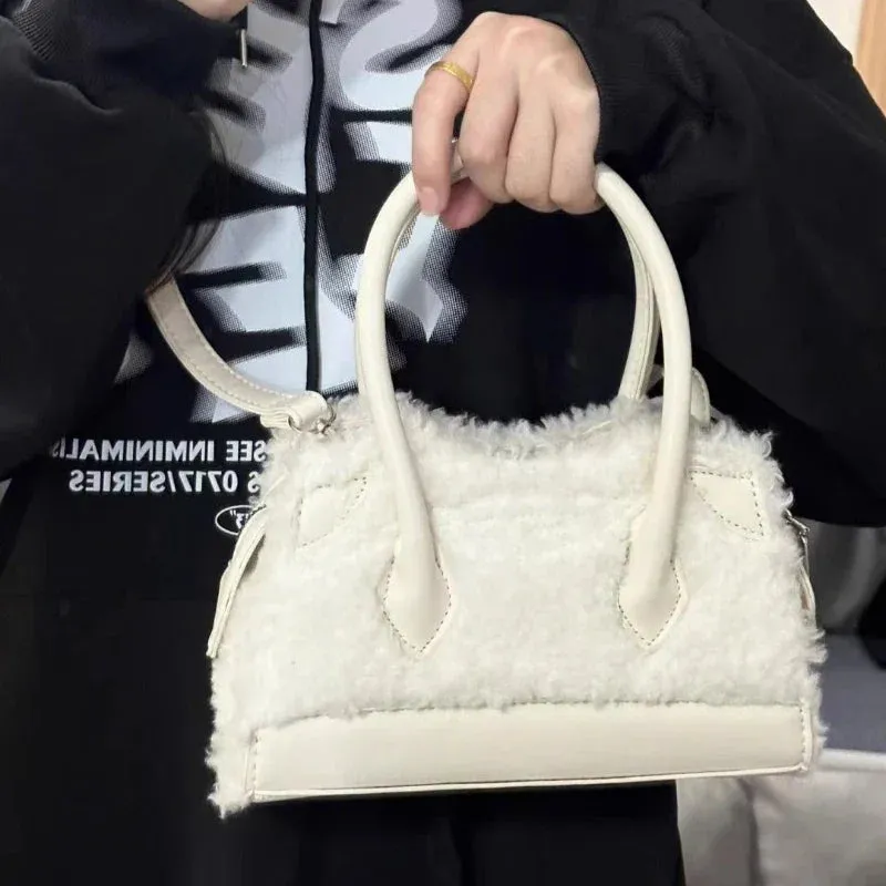 UAKISS  -  Patchwork Casual All Match Handbags Tender Fluffy Women Y2k Aesthetic Shoulder Bag Fashion Chic Elegant Crossbody Bags Japanese