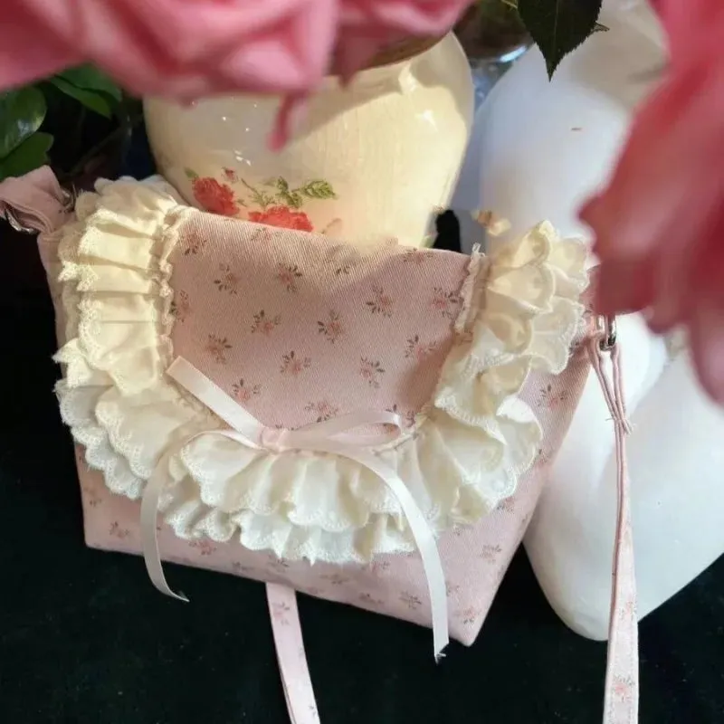 UAKISS  -   Sweet Cute Shoulder Bag for Women Canvas Flowers Elegant Fashion Crossbody Bag Small Casual Vintage Aesthetic New Handbag