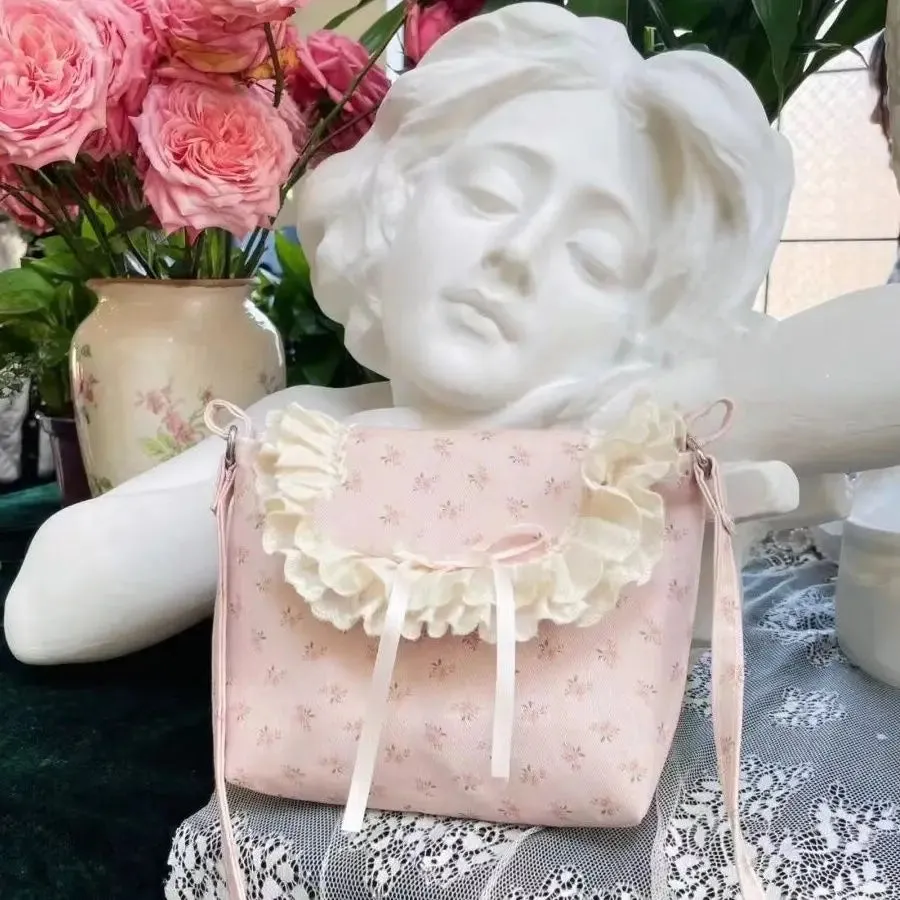 UAKISS  -   Sweet Cute Shoulder Bag for Women Canvas Flowers Elegant Fashion Crossbody Bag Small Casual Vintage Aesthetic New Handbag