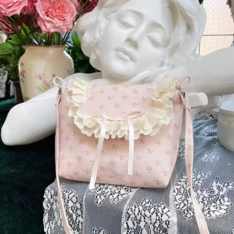UAKISS  -   Sweet Cute Shoulder Bag for Women Canvas Flowers Elegant Fashion Crossbody Bag Small Casual Vintage Aesthetic New Handbag