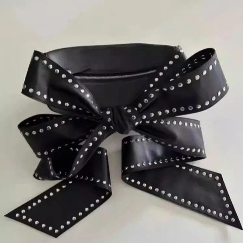 UAKISS  -   Sweet Y2k Aesthetic Punk Bow Rivet Top-Handle Bags Fashion All Match Shoulder Underarm Bag Women Chic Simple Purses and Handbags