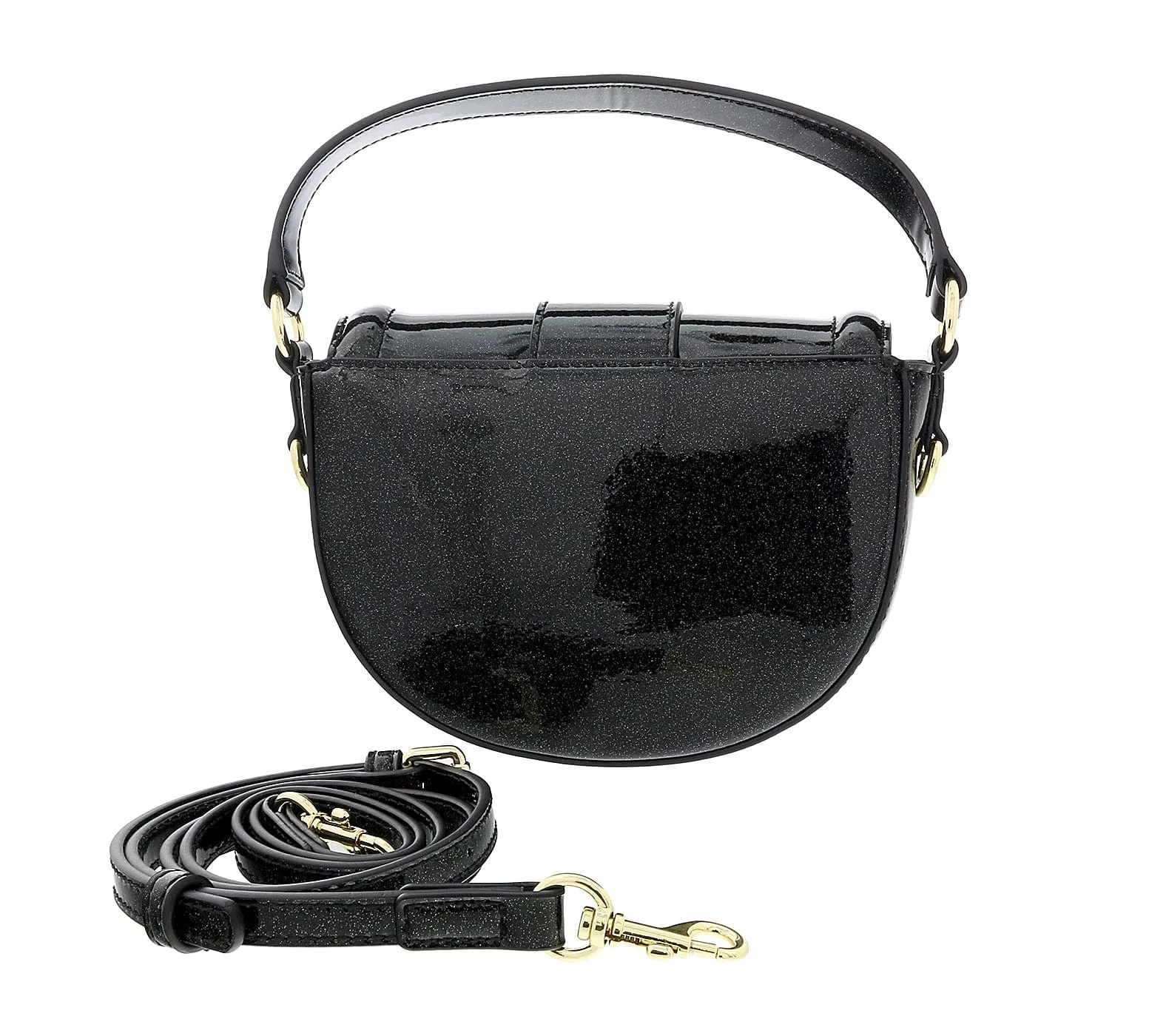 Versace Jeans Couture Black Small Half Moon Baroque Buckle Shoulder Bag