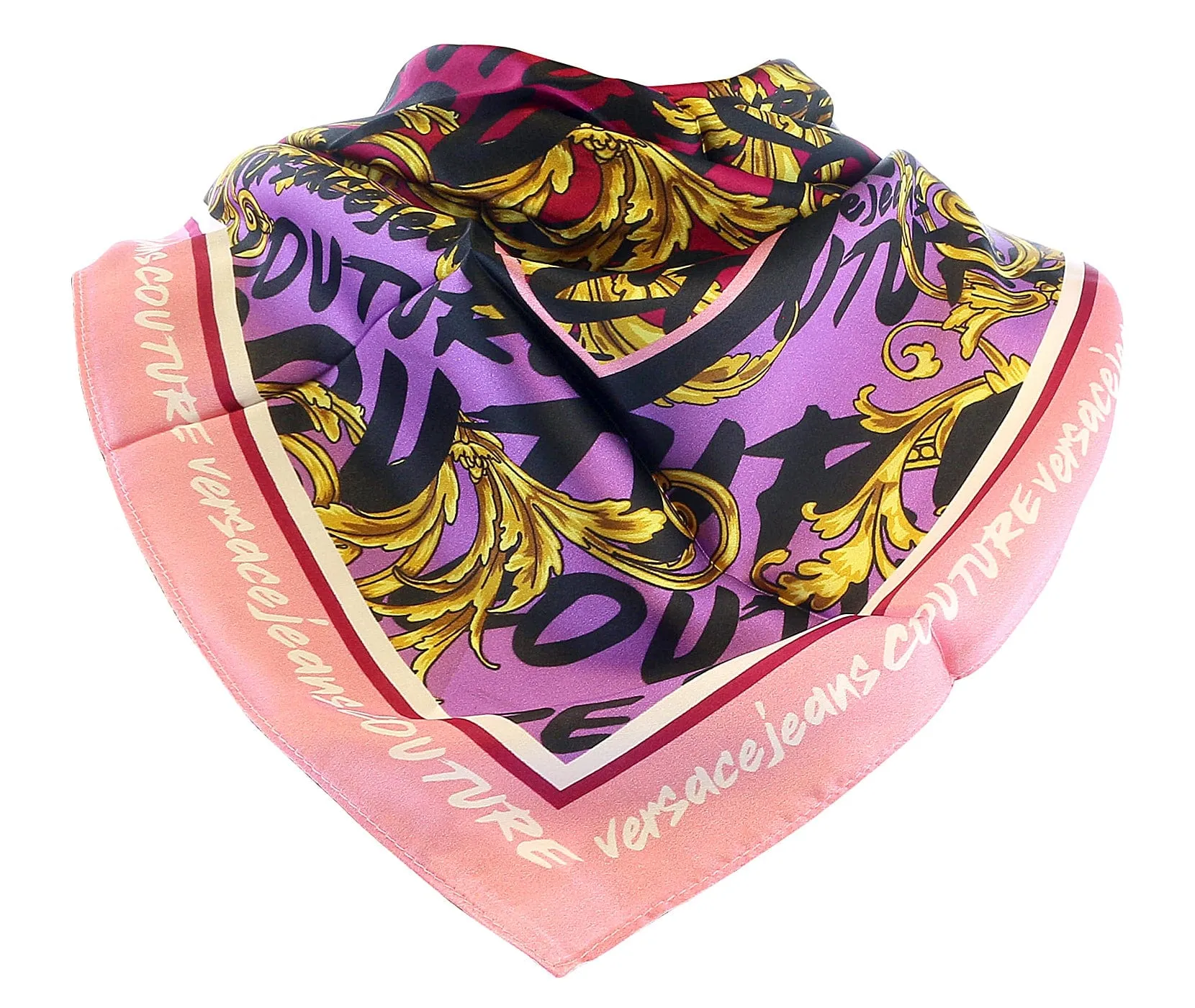 Versace Jeans Couture Black/Pink Baroque Signature Pattern Fashion Scarf